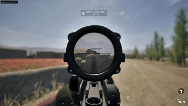 Squad aimbot locked on a lone SVD marksman behind cover at 84 metres